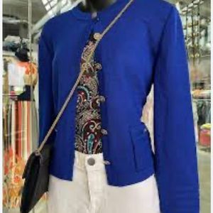 Women’s CALVIN KLEIN Soft Knit Tan Cardigan Sweater Blue Toggle Closure Lg
